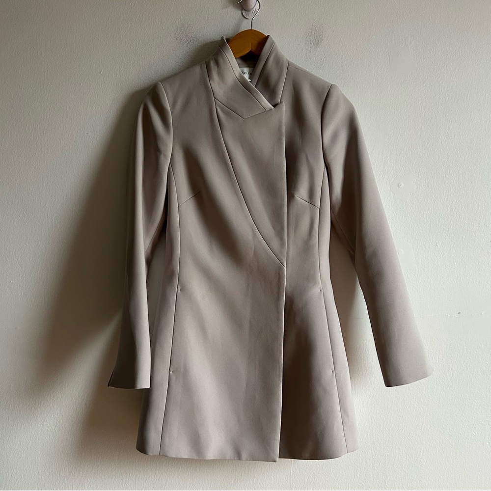 Reiss Sz 4 Clarence Light Grey Structured Classic Tailored Blazer Coat - Picture 3 of 15